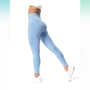 Light Blue Green Women's High Waist Workout Gym Seamless Leggings Yoga Pants XS